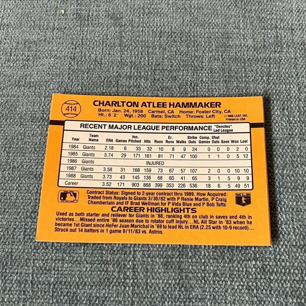1989 Donruss Detroit Tigers Baseball Card Trading Card